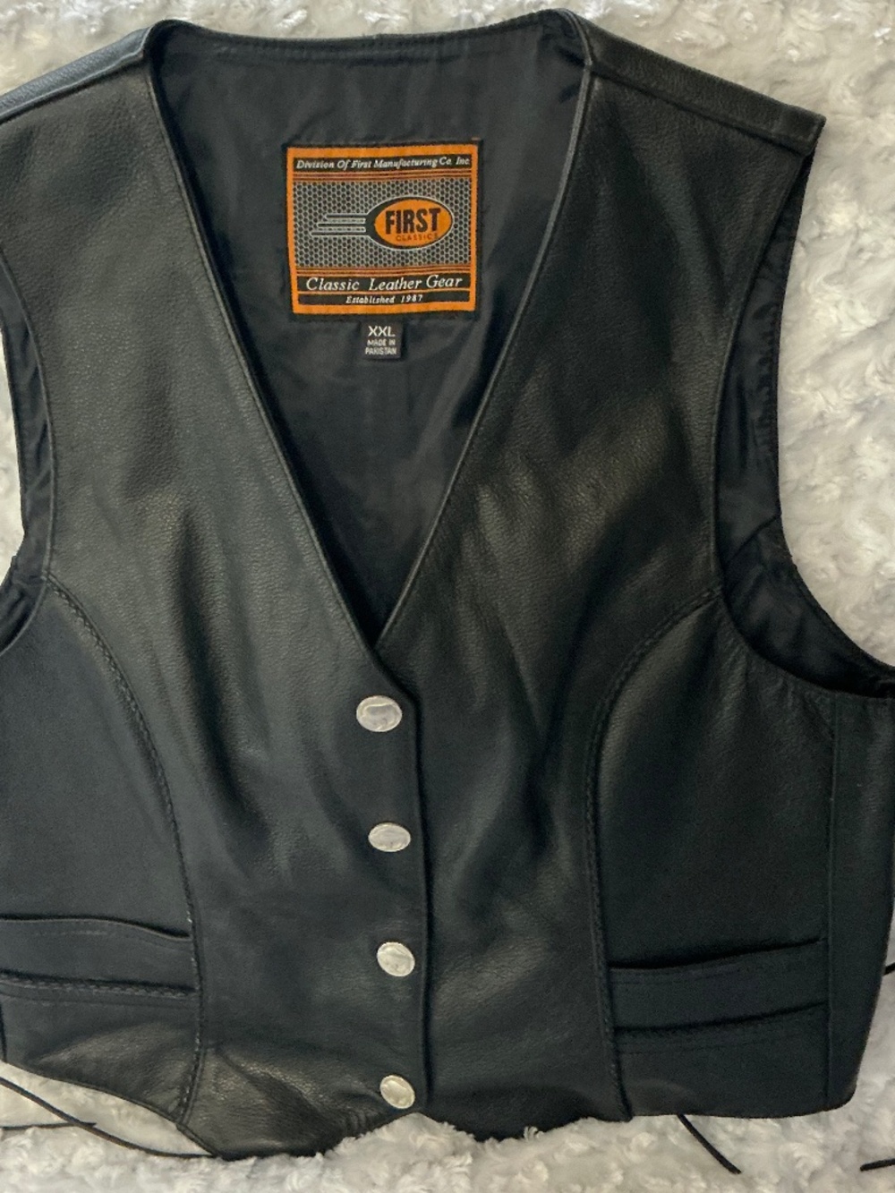 Viking Leather Vest Womens XXL